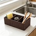 thumbnail image 5 of Fufafayo Paper Rope Woven Divided Storage Basket 3 Compartment Organizer, Bathroom Toiletries Caddy, Wicker Boho Home Decor for Shelf Counter Vanity, 5 of 6