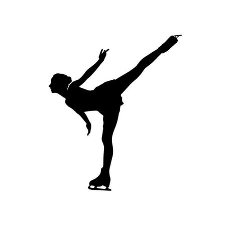 ND103 Ice Skater Skating On Left Leg Decal Sticker | 5.5-Inches By 4.6-Inches | Car, Truck Van SUV Laptop Macbook Decal | Black
