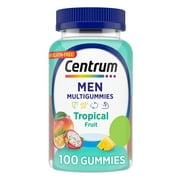 Centrum Multigummies Men's Multivitamin Supplement Gummies, Tropical Fruit Flavors, 100 Count, 50 Day Supply