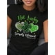 thumbnail image 1 of St Patrick's Day Plaid Clover, Leopard Heart, Christian Printed T-Shirt, Round Neck and Short Sleeves, Versatile High-Quality Leisure Sports, 1 of 5