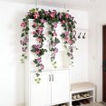 thumbnail image 4 of Guirnalda de flores artificiales de seda de 1,7 m para colgar en la pared | Guirnalda floral de imitación morada y rosa para decoración de interiores, 4 of 6