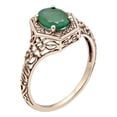 thumbnail image 2 of 10k Yellow Gold Vintage Style Genuine Oval Emerald Filigree Ring, 2 of 5