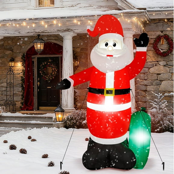 8FT Christmas Inflatable Santa Claus with LED Lights, IP65 Waterproof Blow Up Yard Decoration for Lawn, Garden, Holiday Outdoor Decor