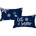 thumbnail image 6 of ULOVEYOURSELF Blue Farmhouse Modern Winter Holiday Decor Throw Pillow Cover Set of 2 Snowflake/Let It Snow Rectangular/Lumbar Cushion Covers for Sofa/Couch/Porch 12x20 inches, 6 of 6