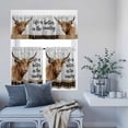 thumbnail image 2 of Kitchen Window Curtains Valance and Tier Set, Farmhouse Flower Cow Rod Pocket Tier Curtains and Valance 3 Piece Set, Rustic Animal Floral Wood Plank Window Treatment for Bedroom Living Room, 2 of 9