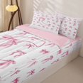 thumbnail image 3 of Homewish Pink Coquette Bowknot Girls Zipper Full Size Comforter Sets with Fitted Sheet and 2 Pillowcases,Letter C Monogrammed Zipper Bedding Set For Kids,Pink Reversible,4 Pieces, 3 of 7