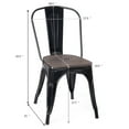 thumbnail image 4 of Topbuy Set of 4 Style Metal Dining Side Chair Wood Seat Stackable Bistro Cafe New, 4 of 8