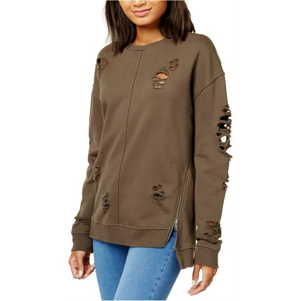 Joe s Womens Ripped Sweatshirt Green X Small Walmart