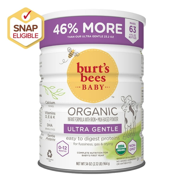 Burt’s Bees Organic Infant Formula with Iron, Reduced Lactose, Ultra
