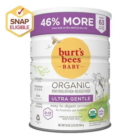Burt's Bees Baby Organic Ultra Gentle Infant Formula with Iron, 34 oz
