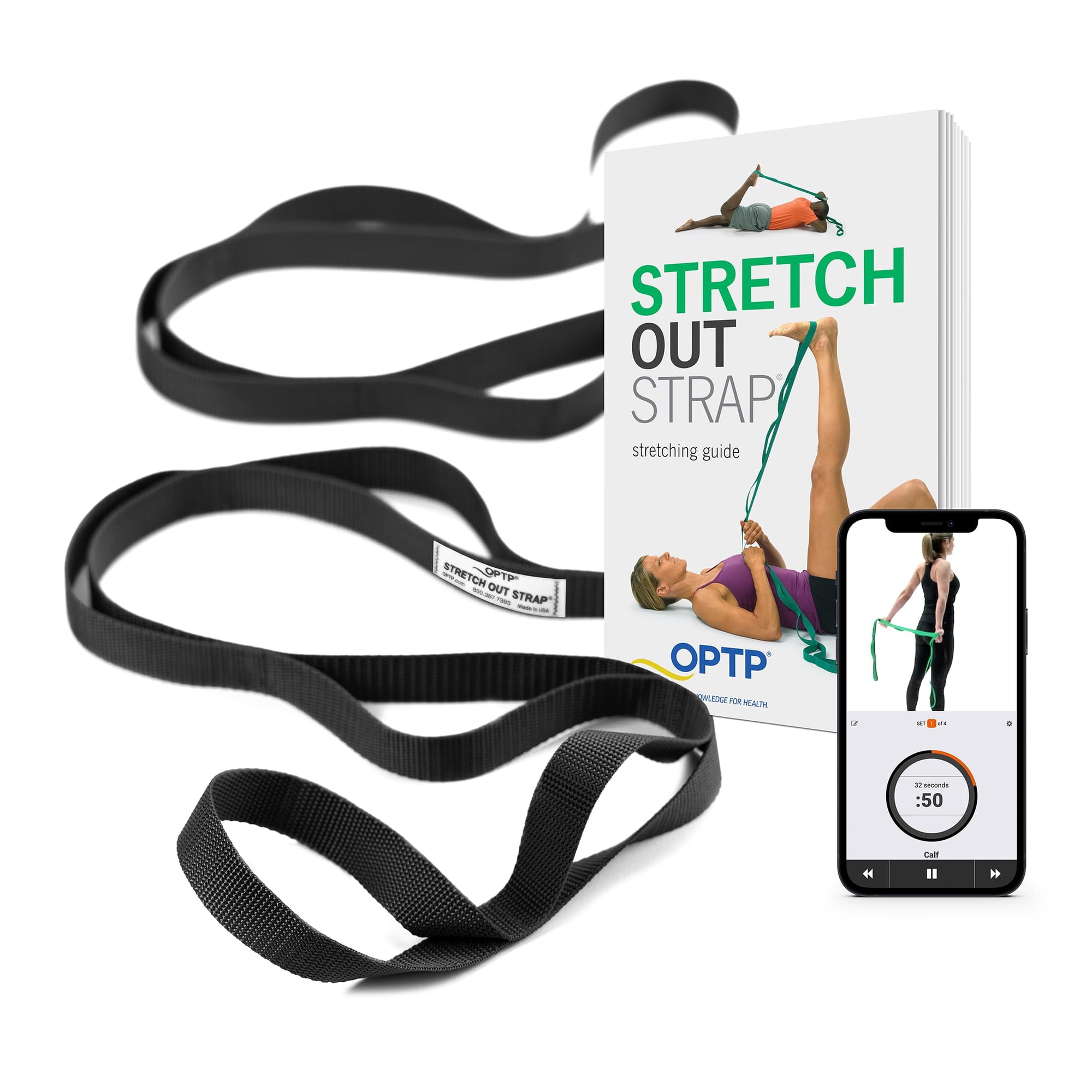 The Original Stretch Out Strap XL with Exercise Book, Top Choice Stretch Out Straps for Physical Therapy, Yoga Stretching Strap or Knee Therapy Strap by OPTP