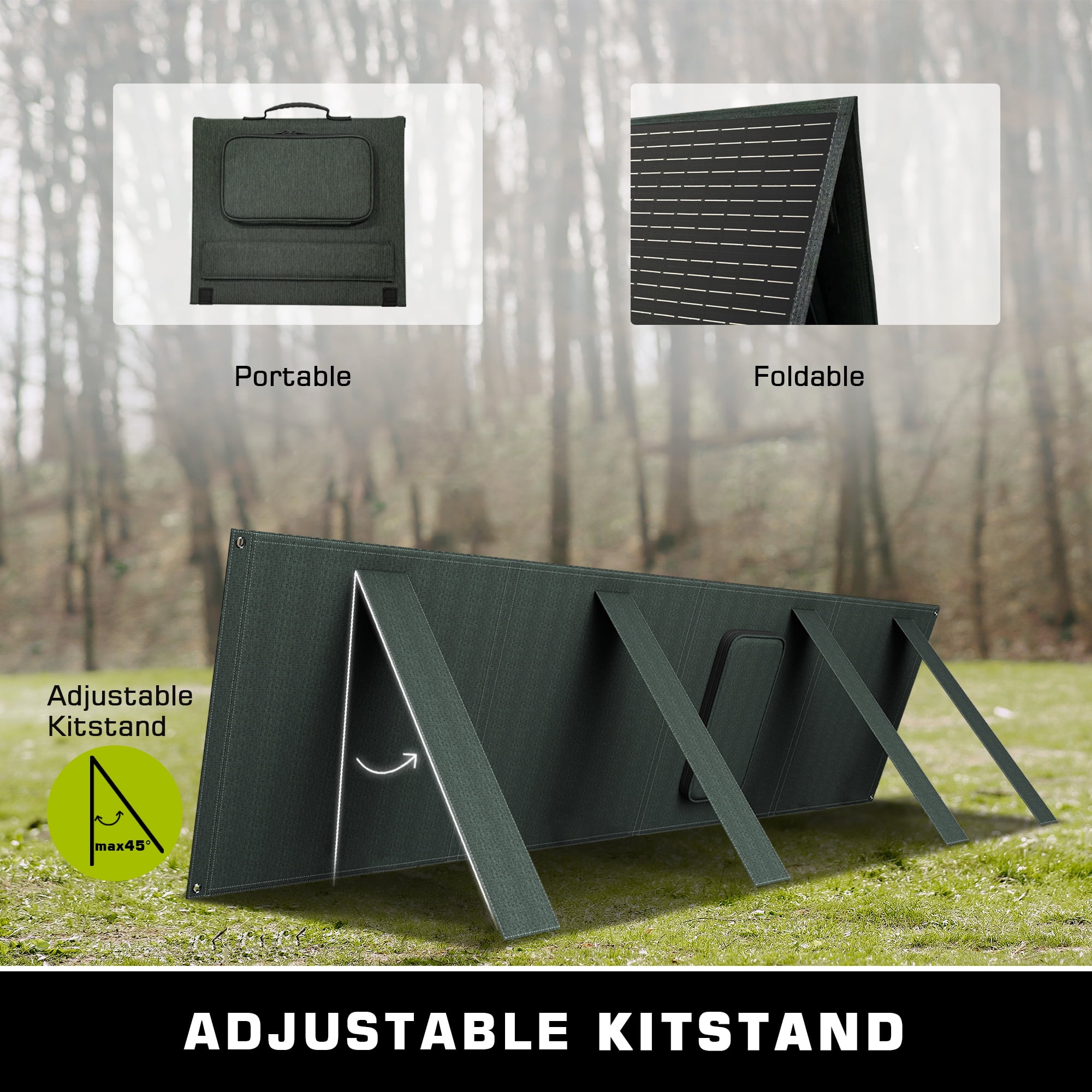 Ikuby 110W Foldable Monocrystalline Solar Panel - Waterproof, Portable, and Fast-Charging for Power Stations & USB Devices