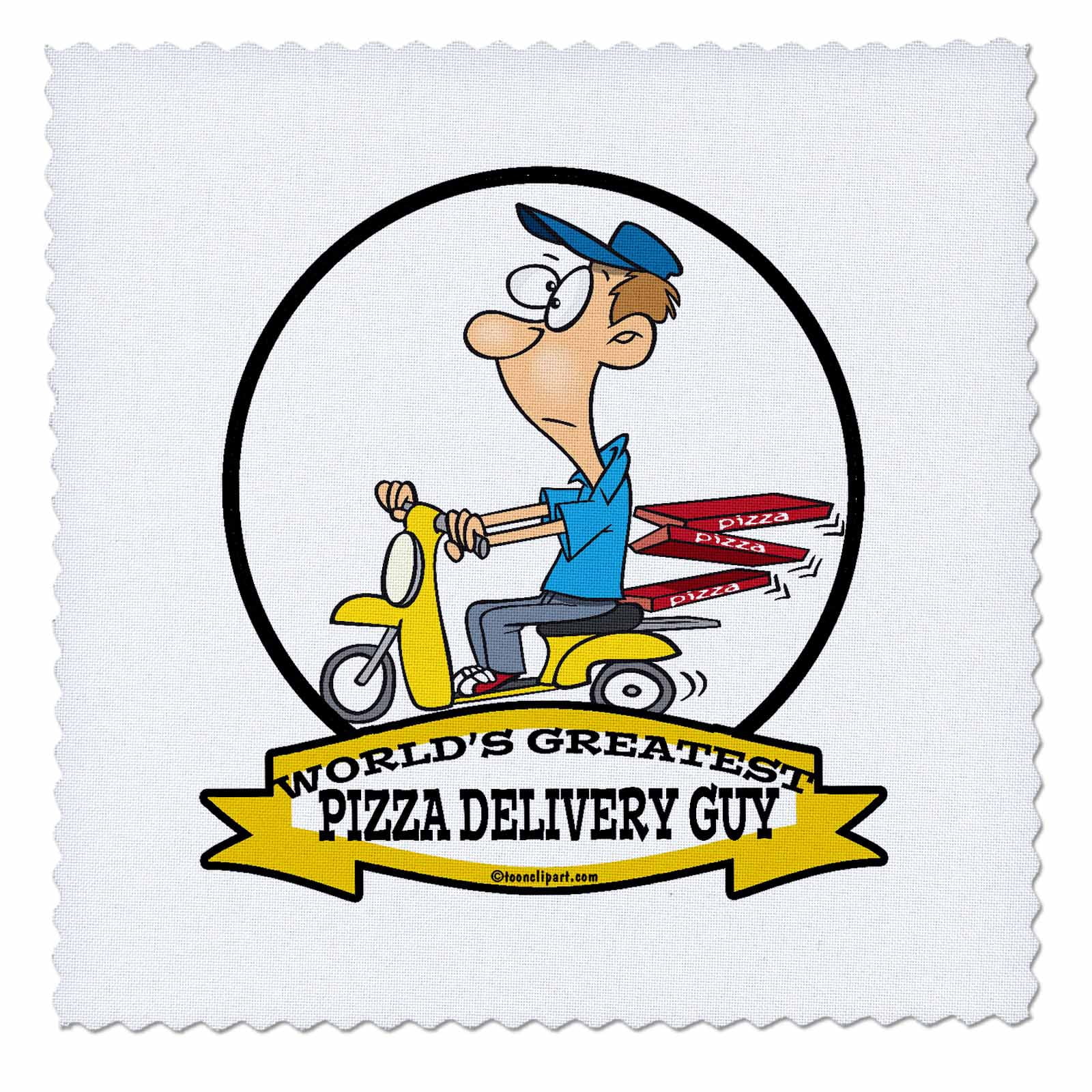 3drose Funny Worlds Greatest Pizza Delivery Guy Cartoon Quilt