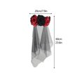 thumbnail image 3 of rojo + negro Diadema roja y negra de Halloween Bruja europea y americana visten velo de flores rosas accesorios para el cabello con hebilla para la cabeza de fiesta Material: Tela de poliéster Malla D, 3 of 8