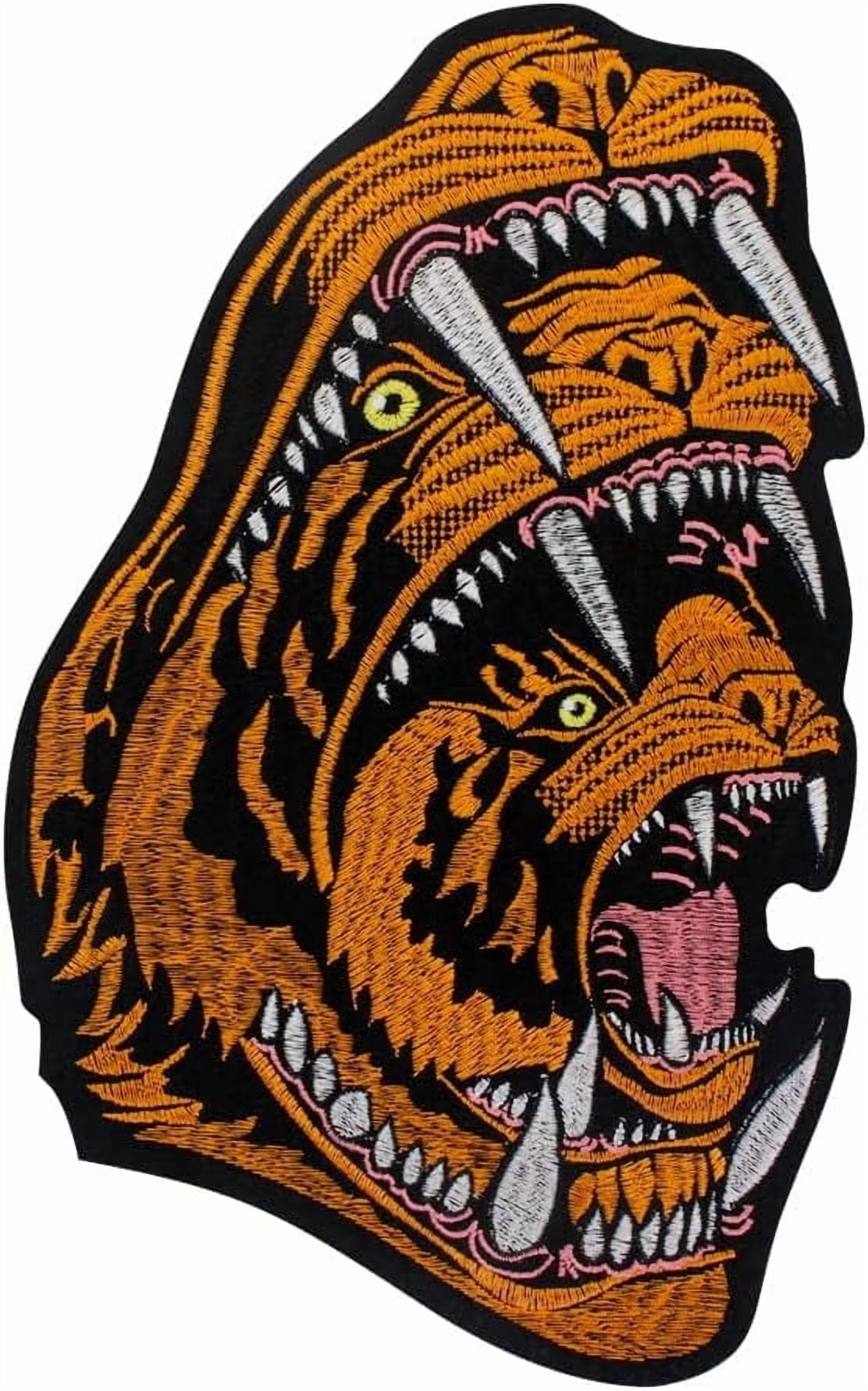 Embroidered Tiger Patch – Heat Adhesive – Motorcycle Biker Animal Patch