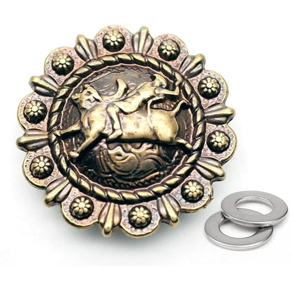 2pcs 1-1/4" Cowboy Rodeo Coin Concho Screw Back Leathercraft CHS48 (Bronze)