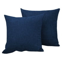 HomeDM Set of 2 Decorative Throw Pillow Covers, Square Soft Cushion Cover Pillowcase for Sofa Couch Bed Living Room, 17.7x17.7 inch, Dark Blue