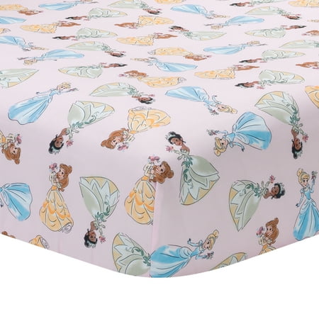 UPC: 0084122013025 | Lambs & Ivy Disney Princesses Pink Fitted Crib Sheet – Belle/Tiana/Cinderella