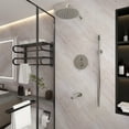 thumbnail image 2 of Boyel Living Shower System 10 in Wall Mount Rainfall Shower Head with Handheld Shower and Bathtub Tub Spout,3-function Bathroom Round Shower Combo Set ,Shower Set Tub Faucet in Brushed Nickle, 2 of 10