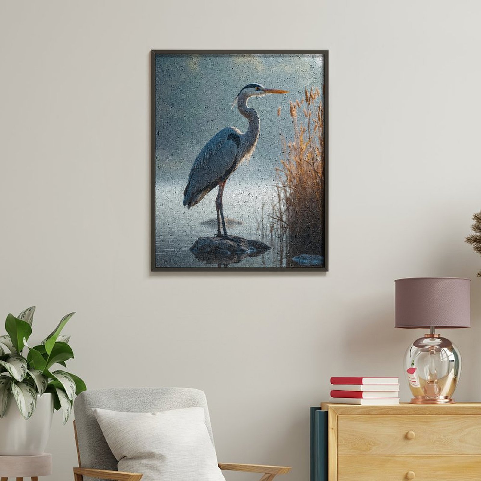Paint By Numbers Kit for Adults Beginner - DIY Heron Tranquil Pond Morning Canvas Painting Kits for Adults, Frameless Paint By Number for Adults for Home Wall Decor 16x20 Inch
