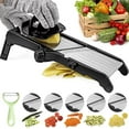 thumbnail image 1 of shiyou-Adjustable Mandoline Slicer with Multiple Blades - Professional Kitchen Vegetable Cutter for Slicing, Julienne, and Dicing - Includes Safety Hand Guard, Peeler, and Non-Slip Base, 1 of 4