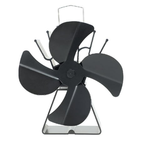 

4Blade Heat Powered Stove Fan Home Efficient Heat Distribution Fire Fan Quiet Eco Friendly Black Stove Fan Saving Energy