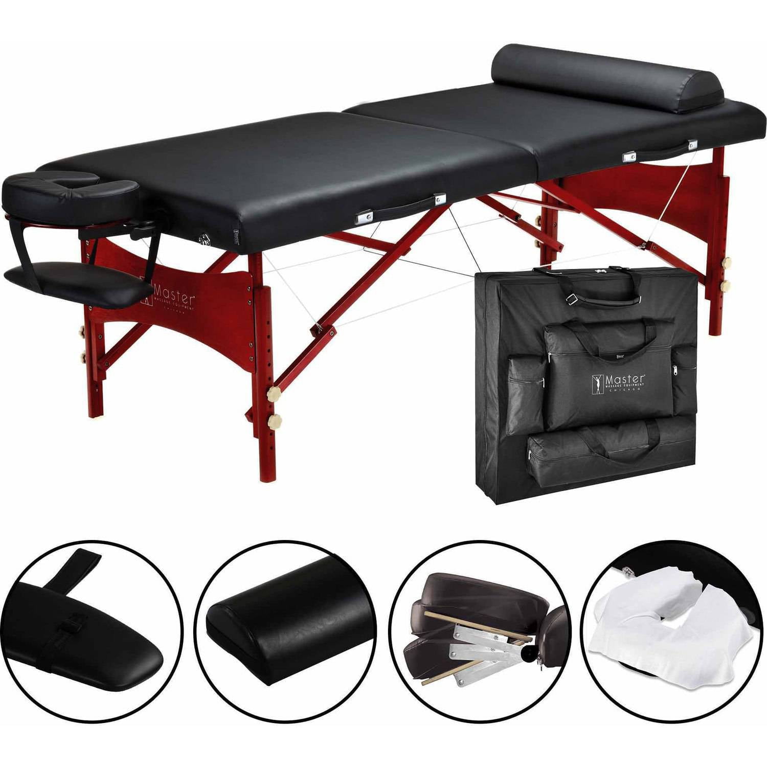 Master Massage 30" Roma Portable Massage Table Package, Black