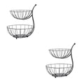 thumbnail image 1 of Yuarrent 2 Tier Fruit Basket Stand Detachable Wire Steel Rack Storage for Vegetable Negro 2Conjunto, 1 of 1