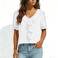 thumbnail image 2 of XuJwPNcy Blouses for Women Ruffle Dressy Casual Summer Short Sleeve Business Work Tops Trendy Spring V Neck Outfits, 2 of 7