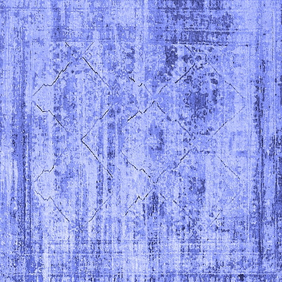 Ahgly Company Machine Washable Indoor Square Oriental Blue Industrial Area Rugs, 6' Square