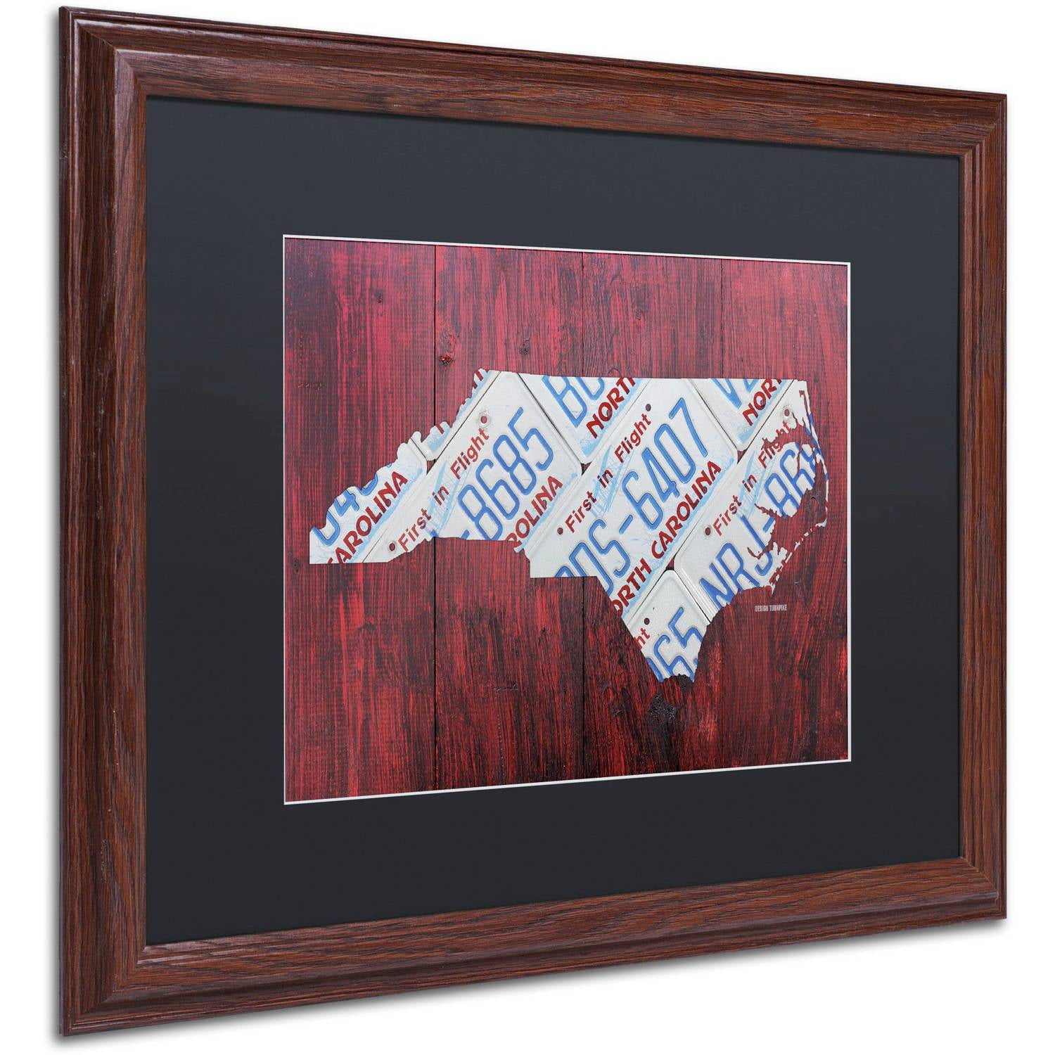 North Carolina License Plate Map' Canvas Art by Design Turnpike, Black Matte, Wood Frame