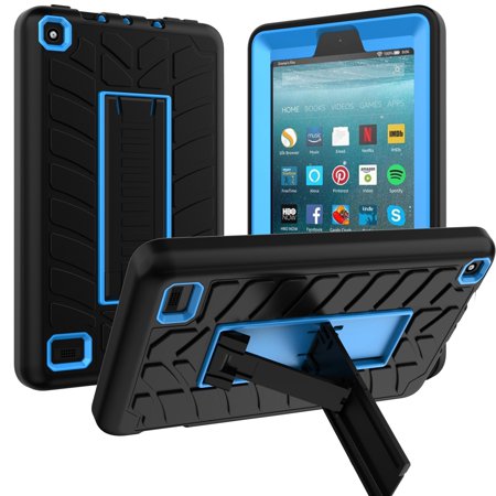 All-New Amazon Fire 7 Tablet (9th Generation, 2019 release) Case, Dteck Rugged Kickstand Three Layer Heavy Duty Shockproof Protective Cover For Kindle Fire 7 2019 9th Generation, (Best Kindle Fire Cases 2019)
