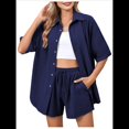 thumbnail image 3 of Conjunto de Chándal de 2 Piezas para Mujer, de Verano, con Top de Corta y Pantalones Cortos. Azul Marino S, 3 of 9