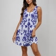 thumbnail image 4 of Otvok 2025 Ladies Striped Fashionable Round Neck Casual Short Skirt Pocket Dress, 4 of 6