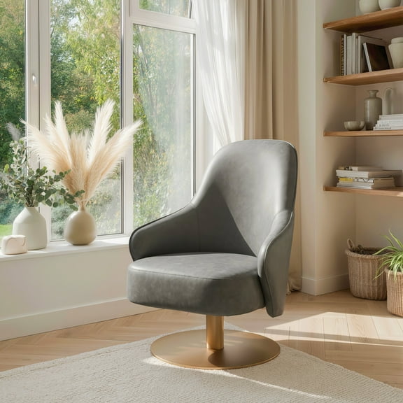 Withby Accent Chair Gray Accent Chair, Modern Style, Plush and durable faux leather fabric, Steel, Indoor Living