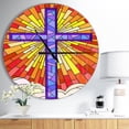 thumbnail image 2 of DesignArt Grande Horloge Murale Style Vitrail Croix Sainte, 2 of 2