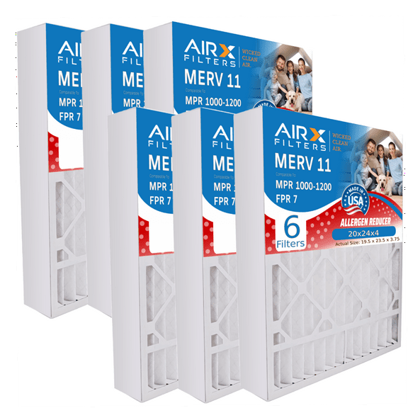 20x25x4 Air Filter MERV 11 Comparable to MPR 1000, MPR 1200 & FPR 7 Compatible with White Rodgers FR2000M-111 Premium USA Made 20x25x4 Furnace Filter 6 Pack by AIRX FILTERS WICKED CLEAN AIR.
