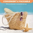 thumbnail image 4 of 56-58cm hat circumference ladies straw hat sun hat sunscreen outdoor bow flat top hat beach hat foldable sun hat - Beige, 4 of 5