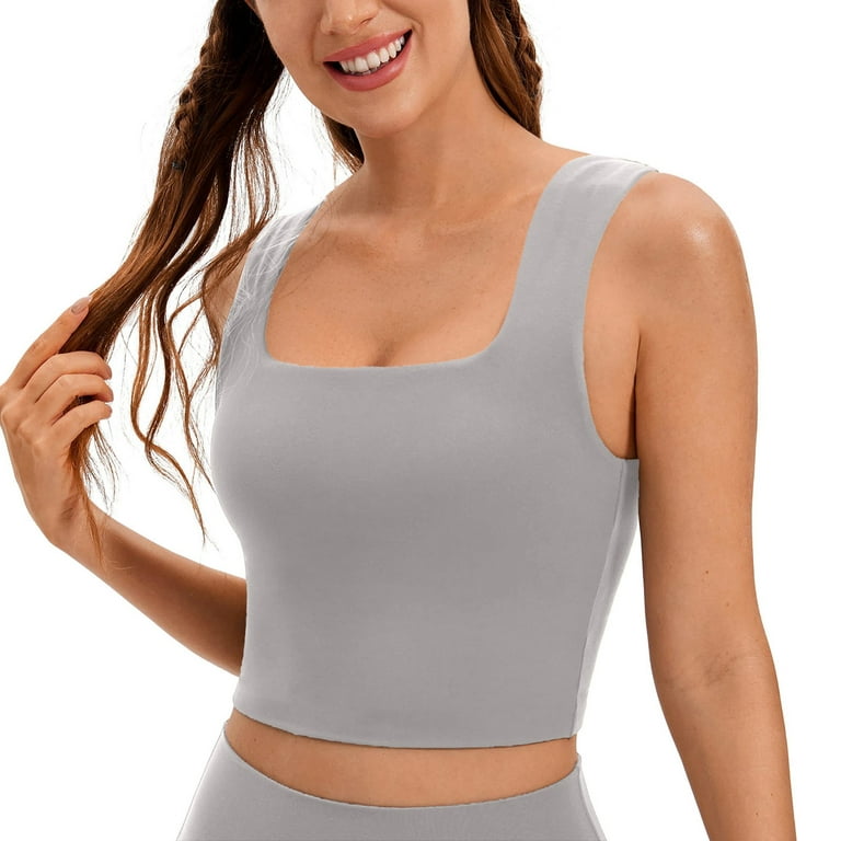Sport Bras for Women Beautiful Wide Shoulder Strap Shockproof Vest Style  Fixe Women's Minimizer Bra Gray L 