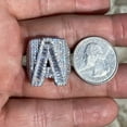 thumbnail image 6 of Men's Real Solid 925 Sterling Silver Initial Letter A Iced Baguette Flooded Out Big Hip Hop Ring Size 12, 6 of 10