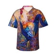 thumbnail image 2 of Picia Rooster Oil Painting Gentle Cotton Regular Fit Short Sleeve Casual Hawaiian Shirt for Men-Large, 2 of 9