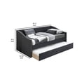 thumbnail image 5 of Daybed Sofa w Slats n Trundle Bed, Nailhead Trim, Charcoal Gray Fabric, 5 of 6