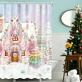 thumbnail image 6 of Seyotauo Christmas Candy House Shower Curtain 71 x 47 inch Christmas Pink Gingerbread House Home Bathroom Decorations Winter Merry Xmas Bathtub Curtain Set with 12 Hooks, 6 of 6
