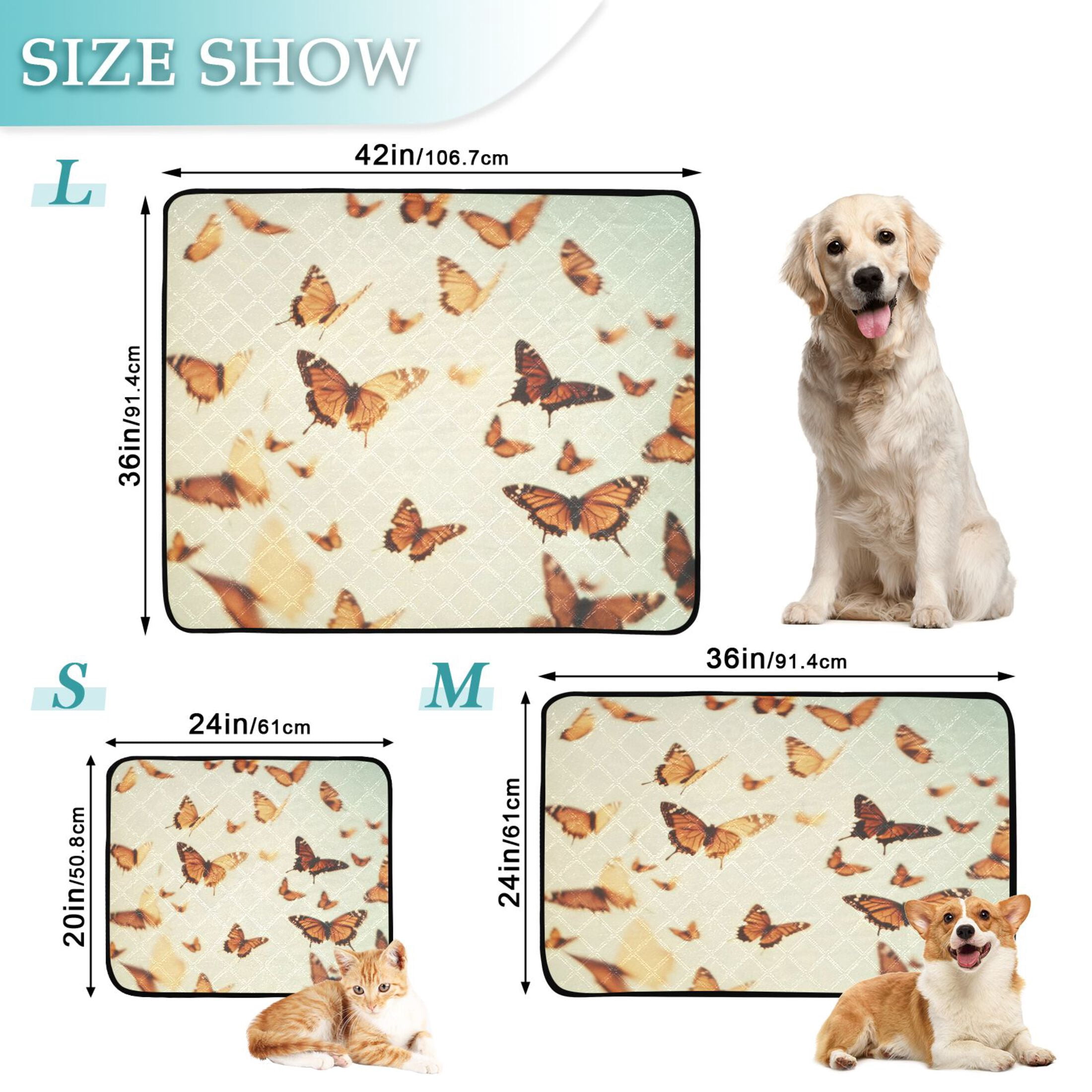 Washable Pet Pee Pads with Super Absorbent Reusable Training Pads for Dogs & Cats Butterflies Flying in The Air