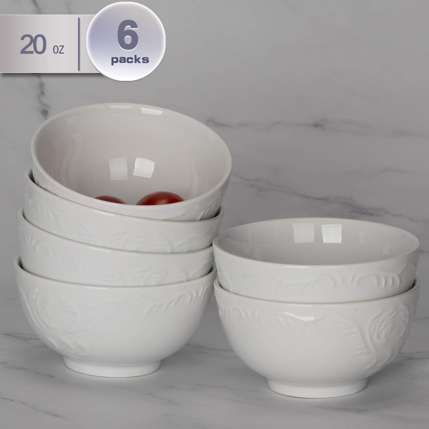 amHomel 6-Pack 20 oz Embossed Texture Bowls