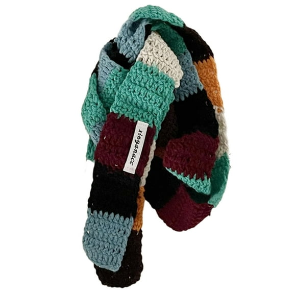 Jesscasday Colorful Striped Narrow Knit Long Skinny Scarf For Stylish and Cosy Winter Wear