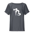 thumbnail image 4 of Blusa de manga corta con estampado regular de flecos y cuello redondo de algodón y cáñamo para mujer OAVQHLG3B Store  lin121212, 4 of 5