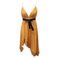 thumbnail image 4 of Taylonsss Womens Western Denim Dress V Neck Retro Waist-Cinching Solid Color Spaghetti Strap Cowboy Chic, 4 of 5