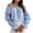 Sky Blue, variant on GigrtiJin Womens off Shoulder Shirts Ruffle Trim Puff Long Sleeves Cropped Top Solid Color Casual Pullover Blouse