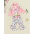 thumbnail image 3 of FEORJGP Toddler Baby Girls 3PCS Sets 0-18M Infant Long Sleeve Jumpsuits Elephant Print Crew Neck Rompers Floral Pants Headband Sets Kids Little Girl Fashion Cute Casual Clothes for Spring Fall, 3 of 8